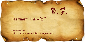 Wimmer Fabó névjegykártya
